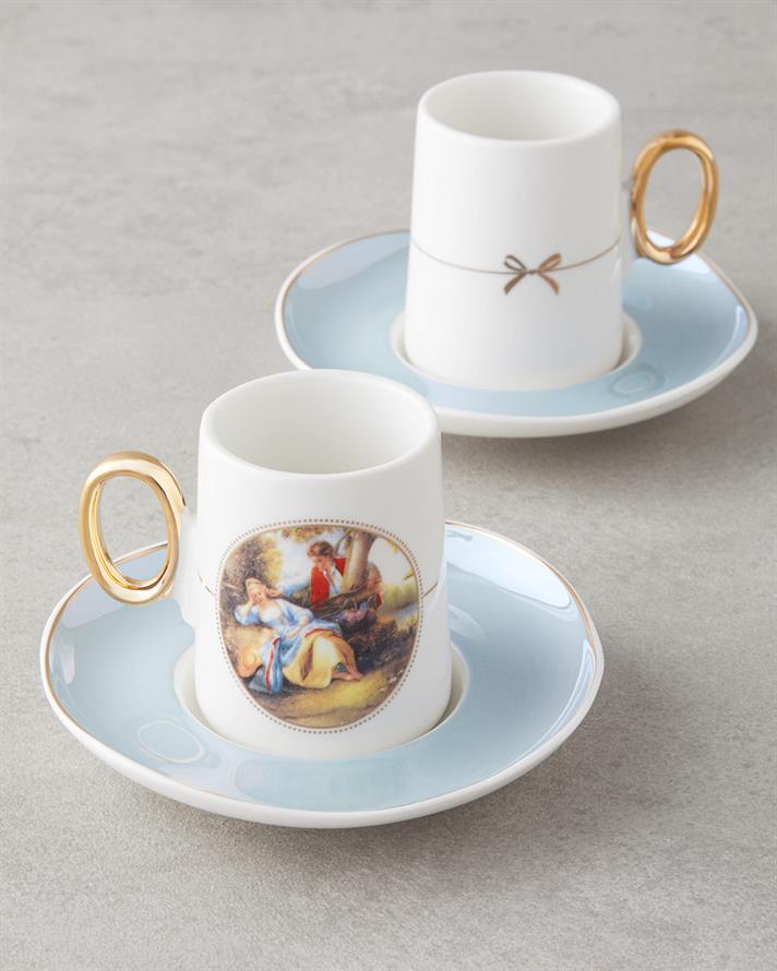 Selene Porselen 4 Parça 2 Kişilik Kahve Fincan Takımı 80 ml Mavi