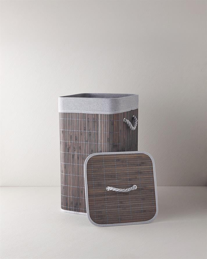 Selina Bambu Çamaşır Sepeti 41x31x60 cm Antrasit