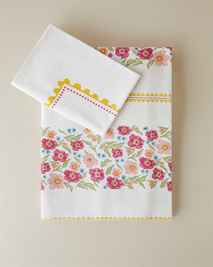 Serena Baskılı Pamuklu Tek Kişilik Pike Takımı 150x220 cm Pembe