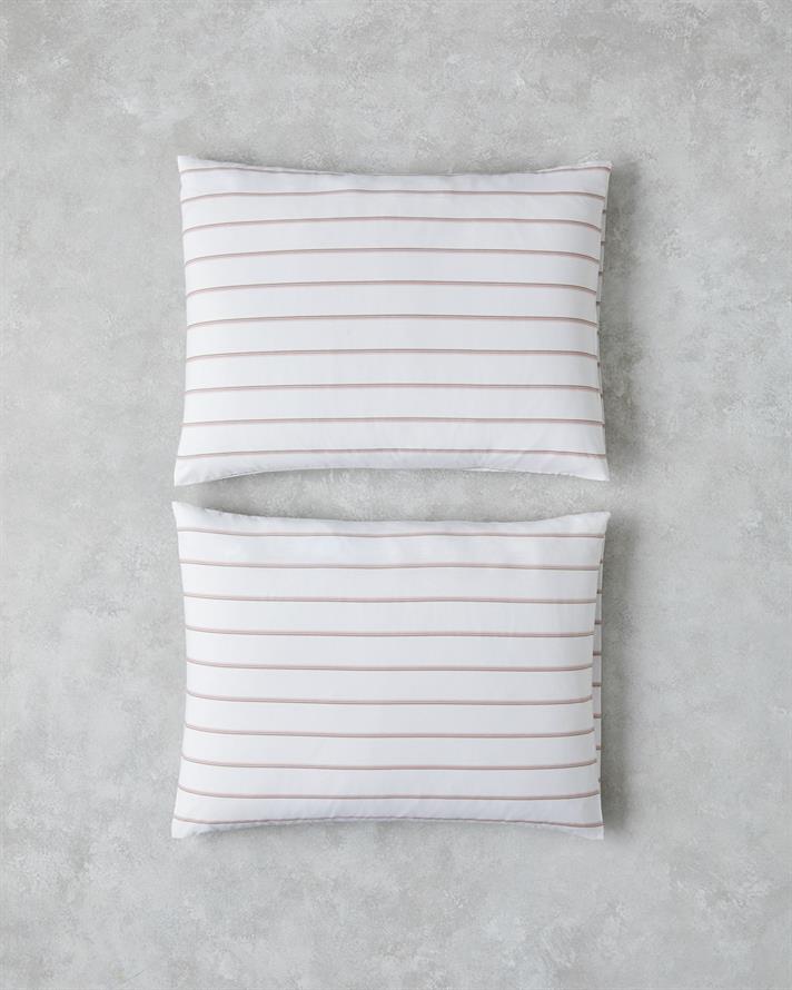 Serene Stripes Pamuklu 2li Yastık Kılıfı 50x70 cm Pembe