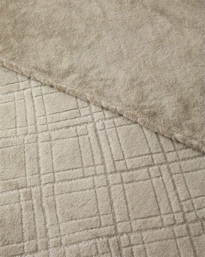 Serina Ekose Varak Baskılı Çift Kişilik Battaniye 200x220 cm Bej