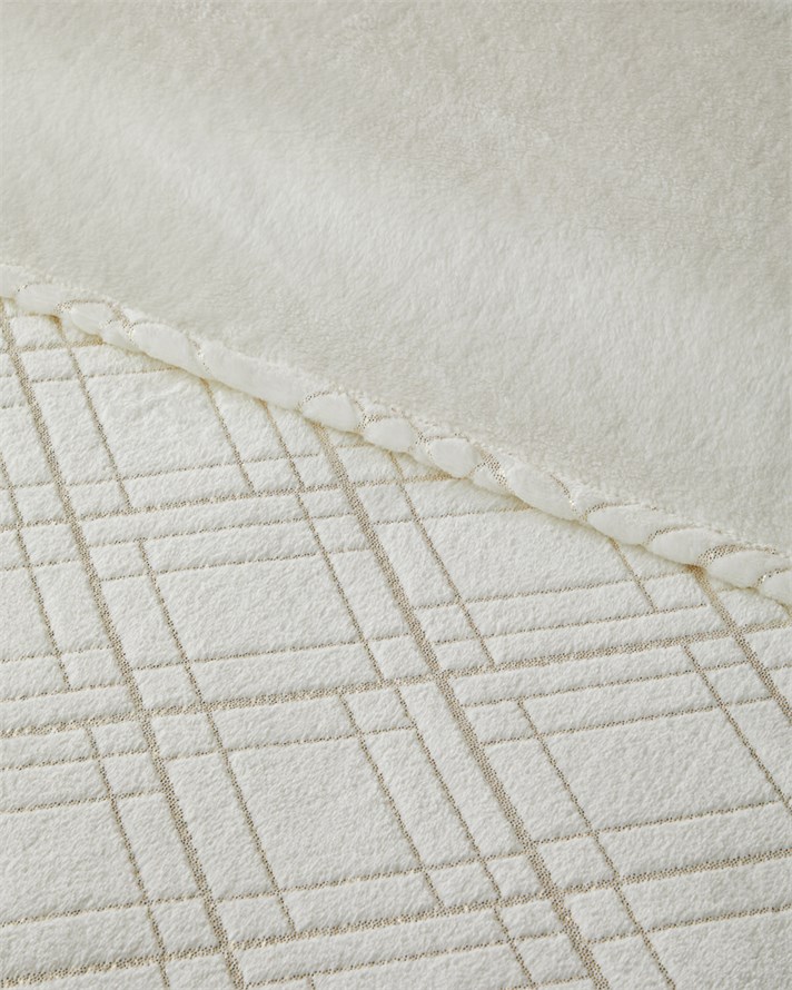 Serina Ekose Varak Baskılı Çift Kişilik Battaniye 200x220 cm Krem