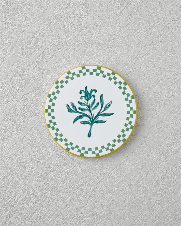 Serina Seramik Bardak Altlığı 10.8x0.8 cm Beyaz - Yeşil