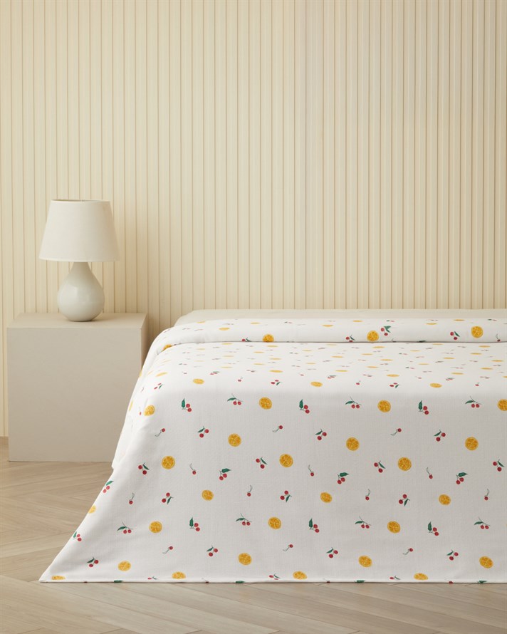 Sevilla Baskılı Pamuklu Tek Kişilik Pike 150x220 cm Sarı