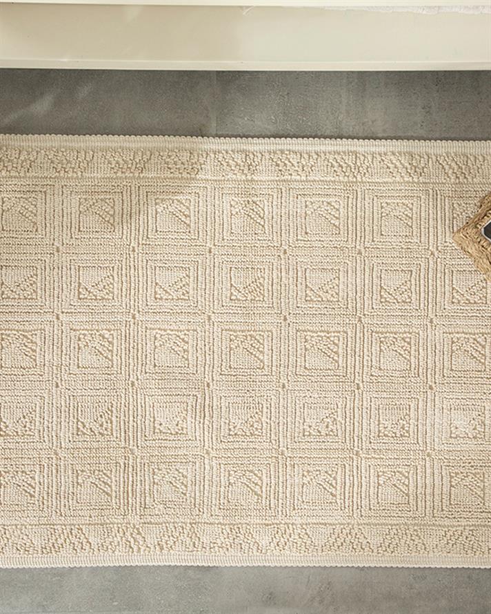 Shabby Pamuklu Kilim Krem