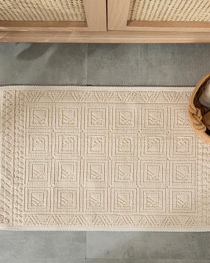 Shabby Pamuklu Kilim Krem