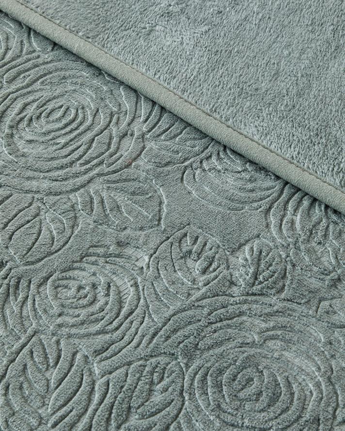 Shabby Rose Emboss Pelüş Çift Kişilik Battaniye 200x220 cm Seledon