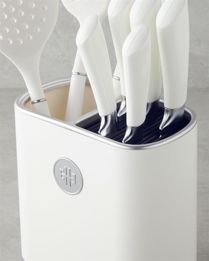 Sharp Cut Silikon, Paslanmaz Çelik 9 Parça Servis Gereci Bıçak Seti 19x11x22 cm Beyaz