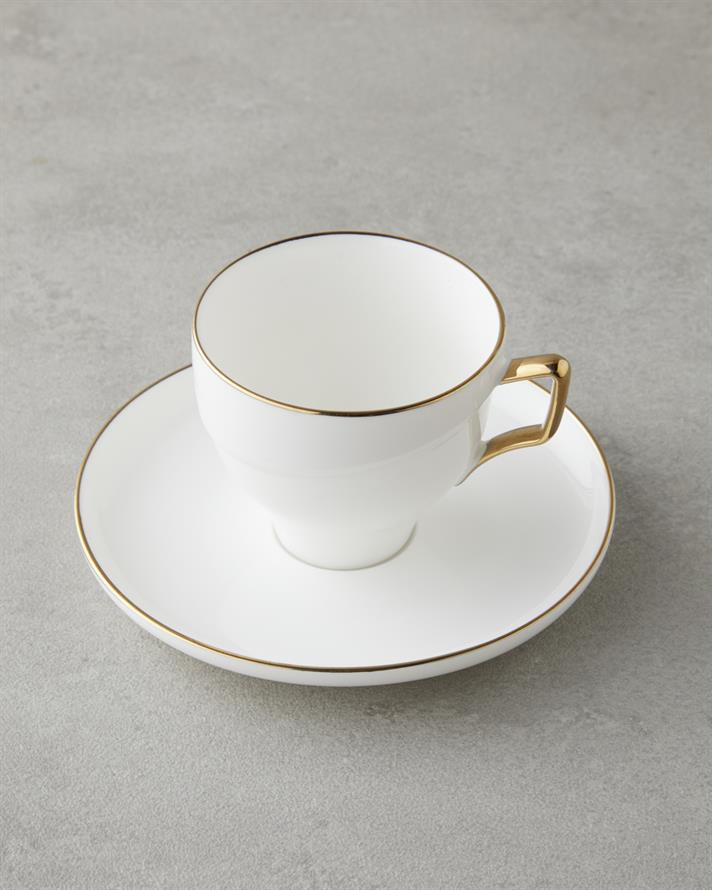 Sheen Porselen 12 Parça 6 Kişilik Kahve Fincan Takımı 90 ml Beyaz-Gold