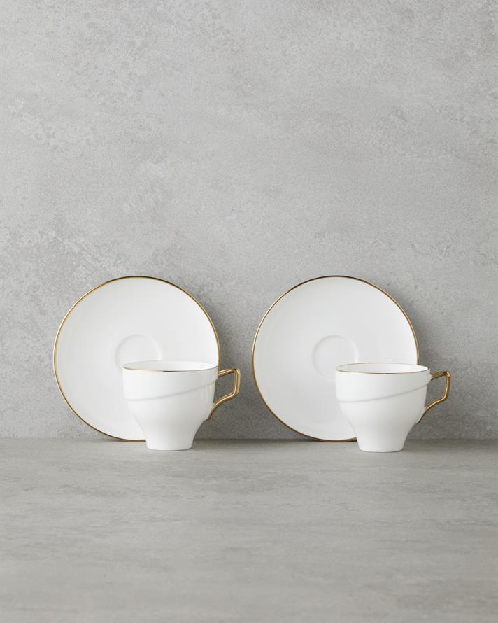 Sheen Porselen 12 Parça 6 Kişilik Kahve Fincan Takımı 90 ml Beyaz-Gold