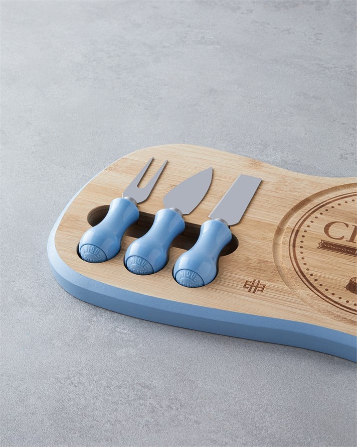 Shelby Bambu 4 Parça Peynir Kesme Tahtası 38,5x21 cm Mavi