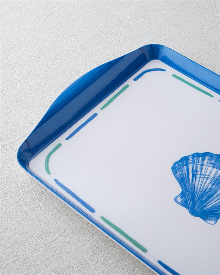 Shellwave Melamin Tepsi 24x39 Cm Mavi - Yeşil
