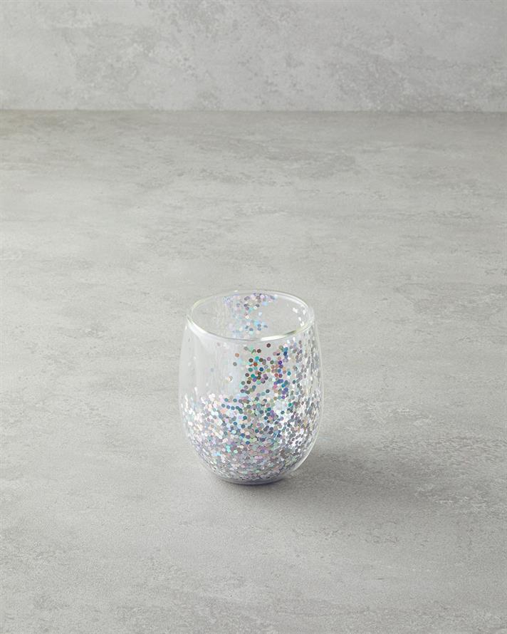 Shimmer Borosilikat Çift Cidarlı Bardak 400 ml Silver