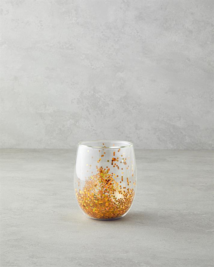 Shimmer Borosilikat Çift Cidarlı Bardak 400 ml Gold