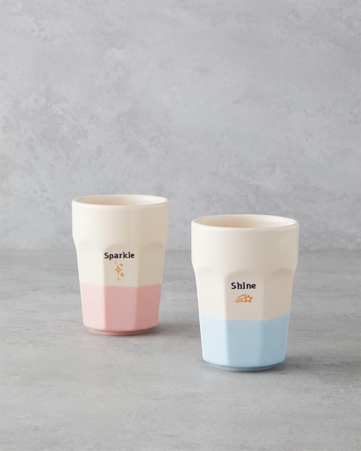 Shine Day Seramik 2li Bardak 280 ml Pembe - Mavi