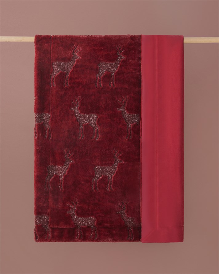 Shiny Deer Koltuk Şalı 120x160 cm Bordo