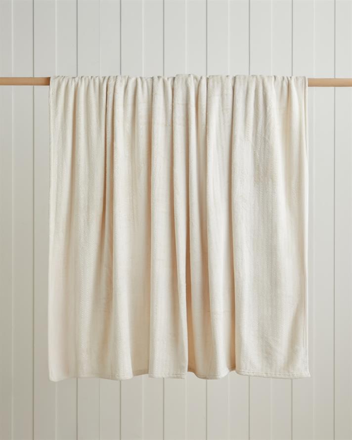 Shiny Lines Floşlu Supersoft Çift Kişilik Battaniye 200x220 cm Krem