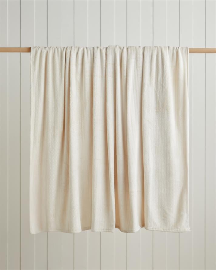 Shiny Lines Floşlu Supersoft Tek Kişilik Battaniye 150x200 cm Krem