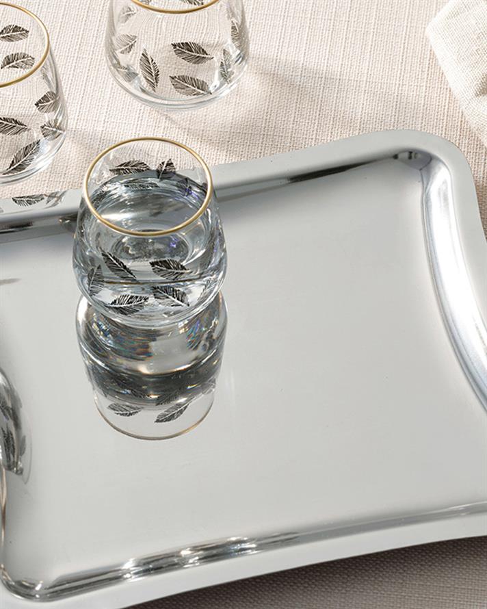 Shiny Metal Sunum Tepsisi Gümüş