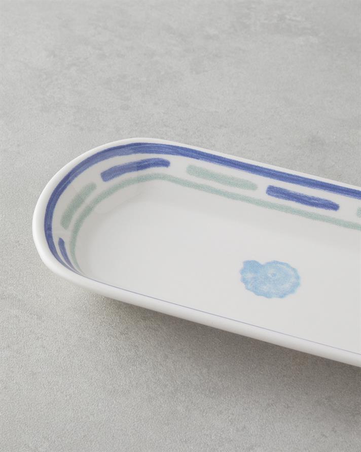 Shoreline Seramik Kayık Tabak 22 cm Mavi-yeşil