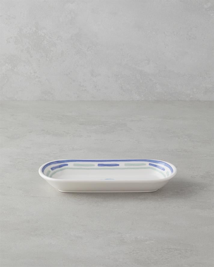 Shoreline Seramik Kayık Tabak 22 cm Mavi-yeşil