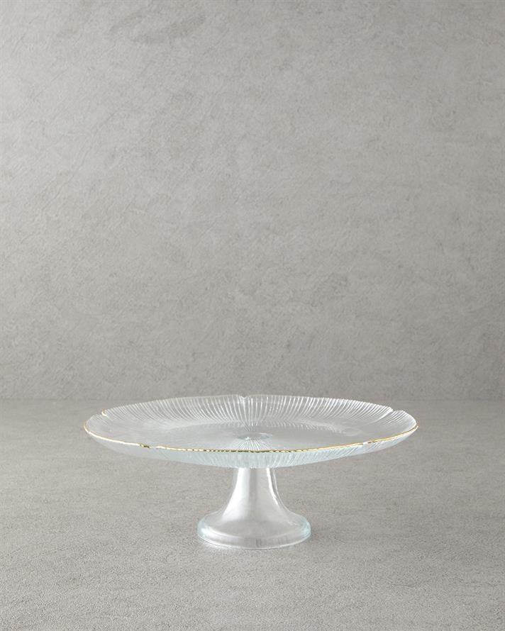 Siana Cam Kek Standı 28 cm Gold