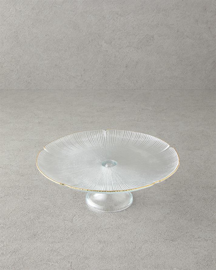 Siana Cam Kek Standı 28 cm Gold