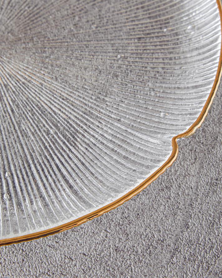 Siana Cam Pasta Tabağı 21 cm Gold