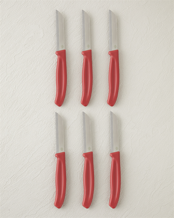 Silent Slash Paslanmaz Çelik 6lı Bıçak 9 cm Kırmızı