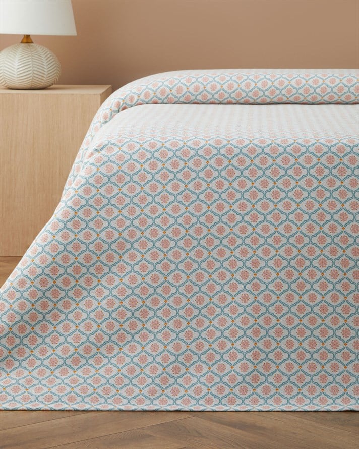 Silva Baskılı Pamuklu Tek Kişilik Pike 150x220 cm Pembe