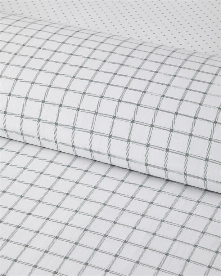 Simple Checks Kolay Ütülenir Çift Kişilik Nevresim Takımı 200x220 cm Seledon