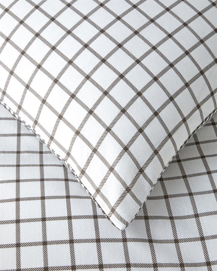 Simple Checks Kolay Ütülenir Çift Kişilik Çarşaflı Nevresim Takımı 200x220 cm Kahverengi