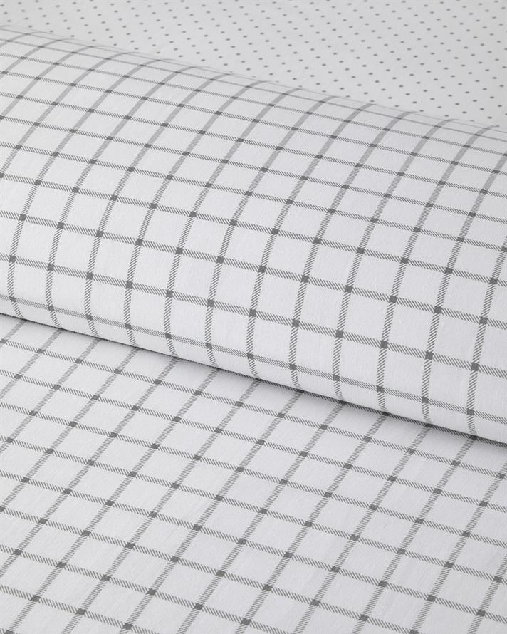 Simple Checks Kolay Ütülenir Tek Kişilik Nevresim Takımı 160x220 cm Gri