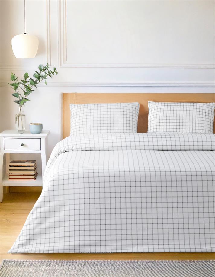 Simple Checks Kolay Ütülenir Tek Kişilik Nevresim Takımı 160x220 cm Seledon