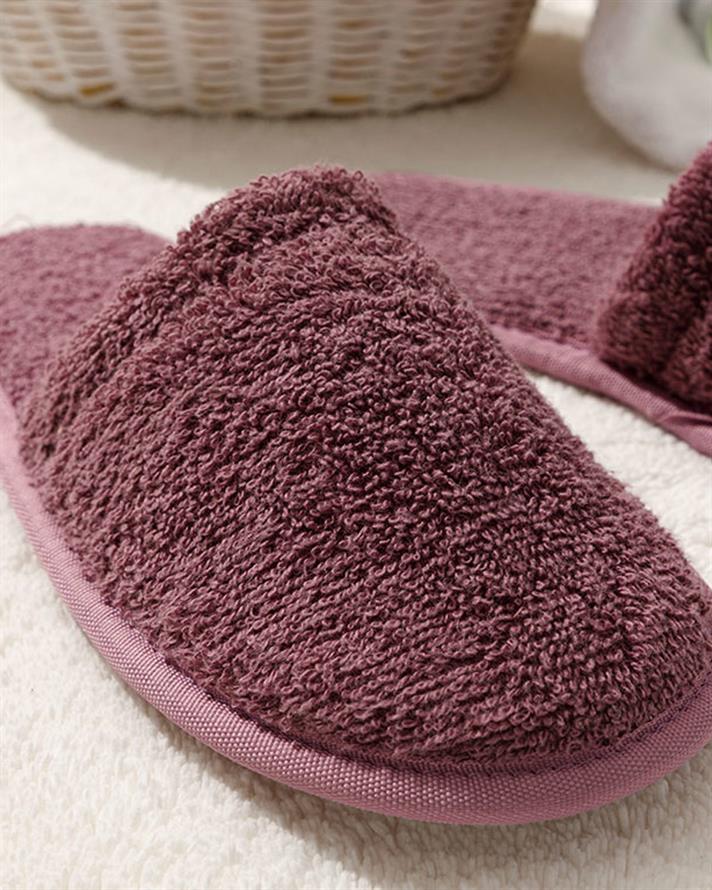 Simple Pamuklu Kadın Banyo Terliği Gül Kurusu