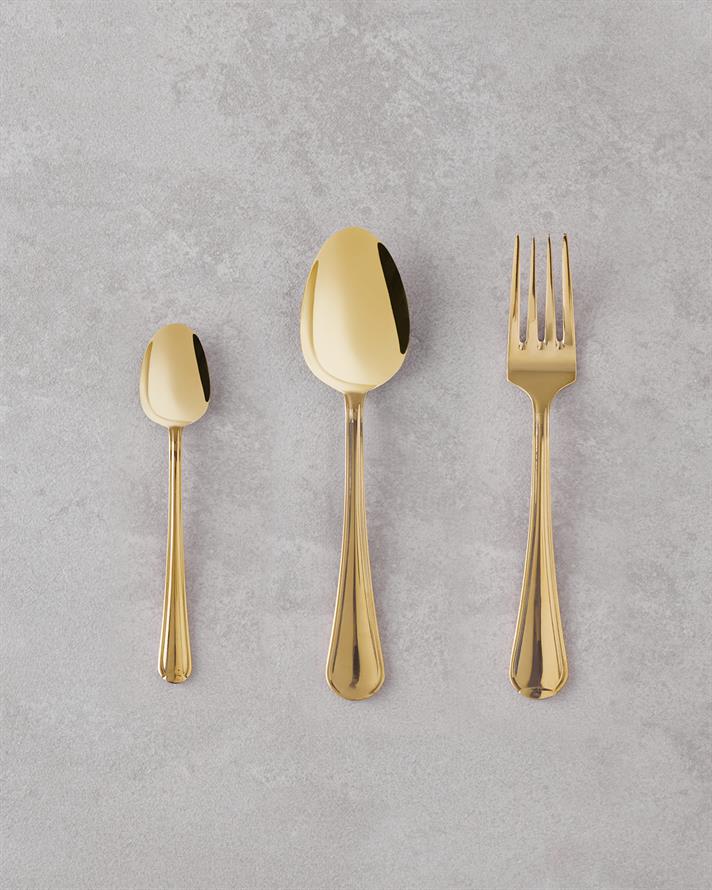 Sirius Paslanmaz Çelik Çatal Kaşık Bıçak Takımı 18 Parça 6 Kişilik Antik Gold