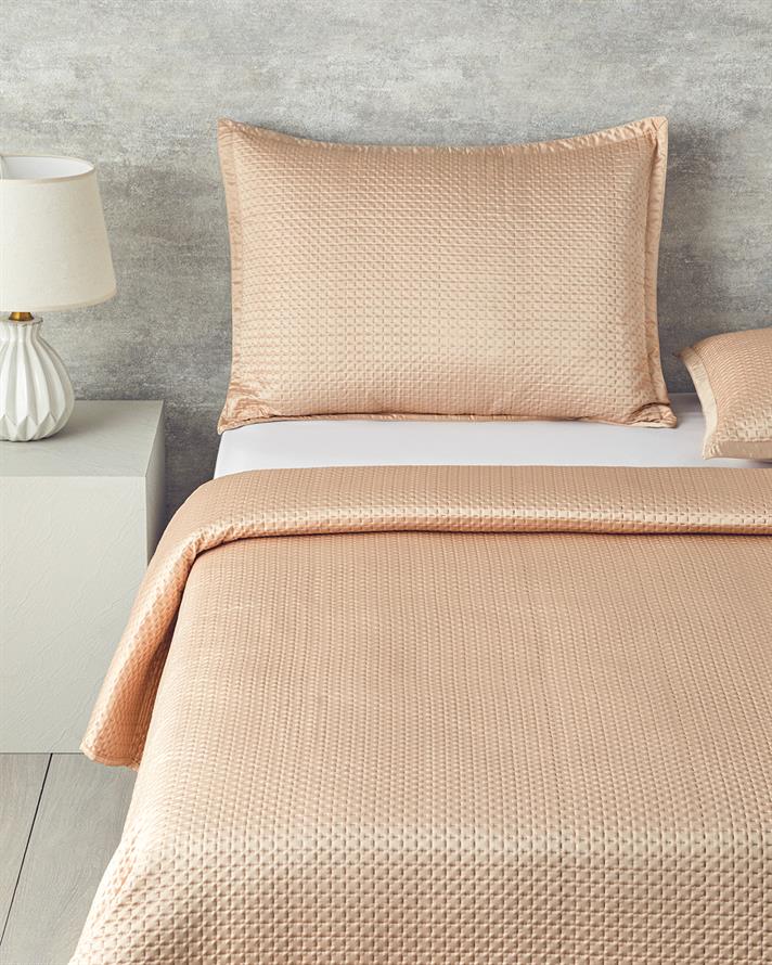 Sisilla Saten Çift Kişilik Yatak Örtüsü Takımı 200x220 cm Pudra