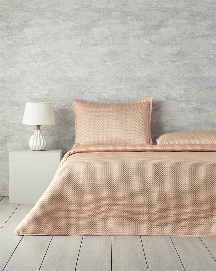 Sisilla Saten Çift Kişilik Yatak Örtüsü Takımı 200x220 cm Pudra