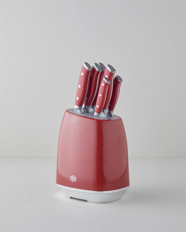 Smart Cut Paslanmaz Çelik 7 Parça Bıçak 34.5x34x34x31x24x21 cm Kırmızı