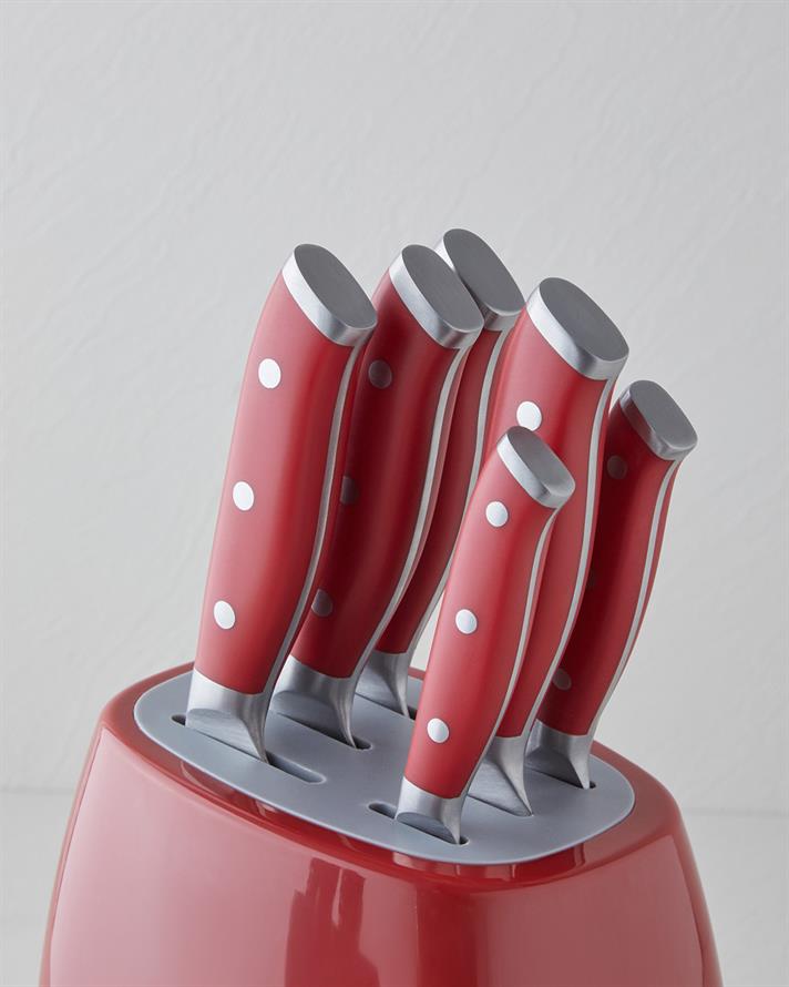 Smart Cut Paslanmaz Çelik 7 Parça Bıçak 34.5x34x34x31x24x21 cm Kırmızı