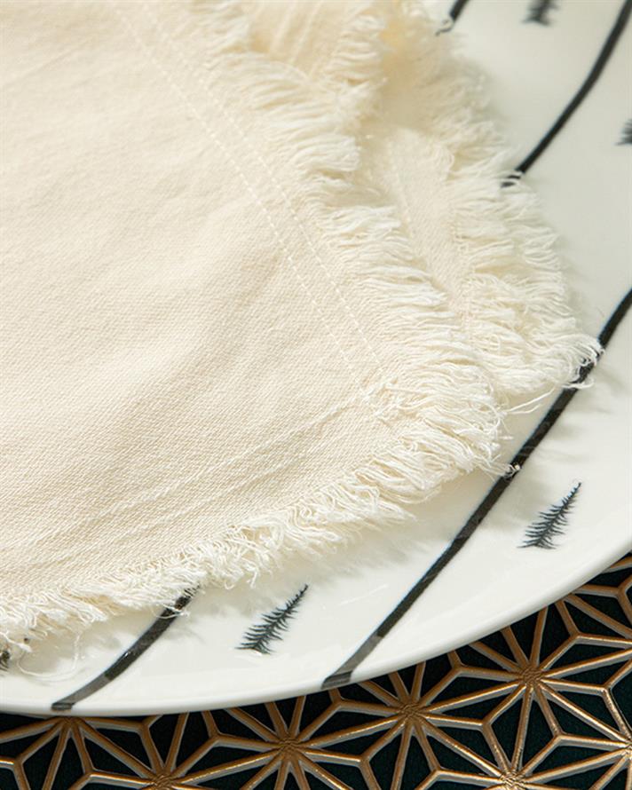 Smooth Fringes Pamuk 6lı Misafir Peçetesi Krem