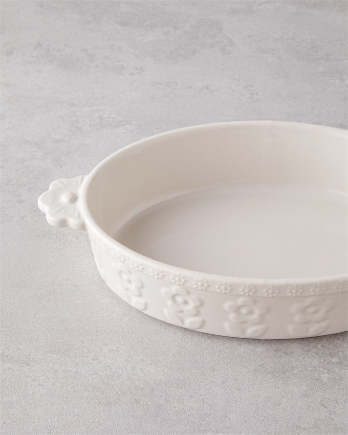 Soft Bloom Stoneware Fırın Kabı 28 cm Krem