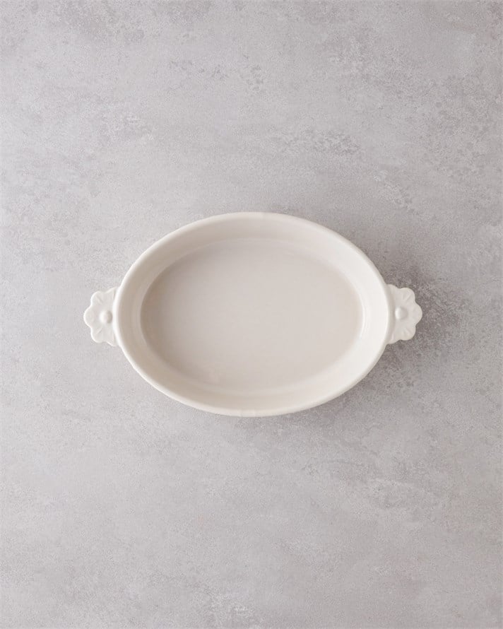 Soft Bloom Stoneware Fırın Kabı 28 cm Krem