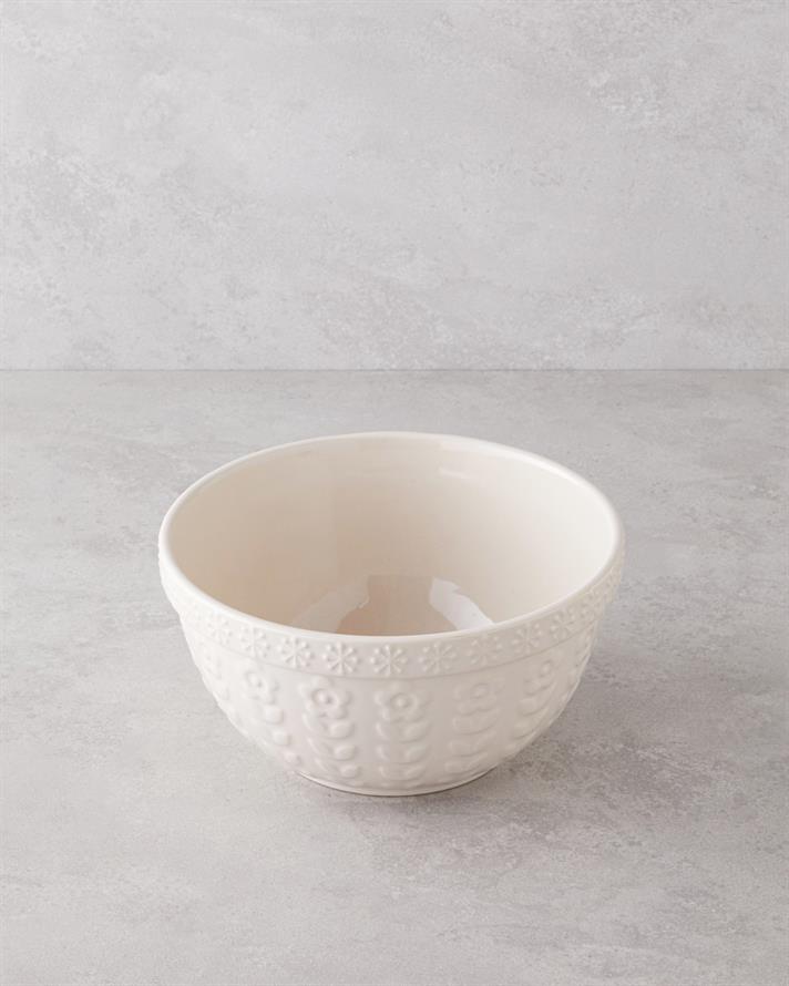 Soft Bloom Stoneware Karıştırma Kabı 23 cm Krem