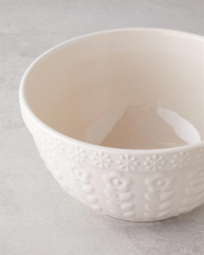 Soft Bloom Stoneware Karıştırma Kabı 23 cm Krem