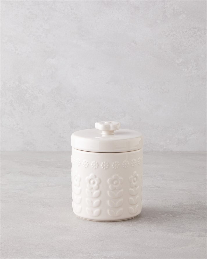 Soft Bloom Stoneware Kavanoz Krem