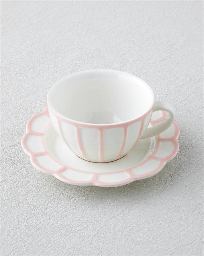 Soft Cloud Stoneware 4 Parça 2 Kişilik Çay Fincanı Takımı 150 ml Açık Pembe