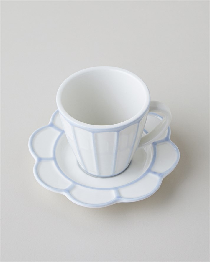 Soft Cloud Stoneware 4 Parça 2 Kişilik Kahve Fincan Takımı 70 ml Açık Mavi