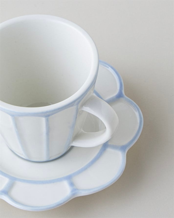 Soft Cloud Stoneware 4 Parça 2 Kişilik Kahve Fincan Takımı 70 ml Açık Mavi