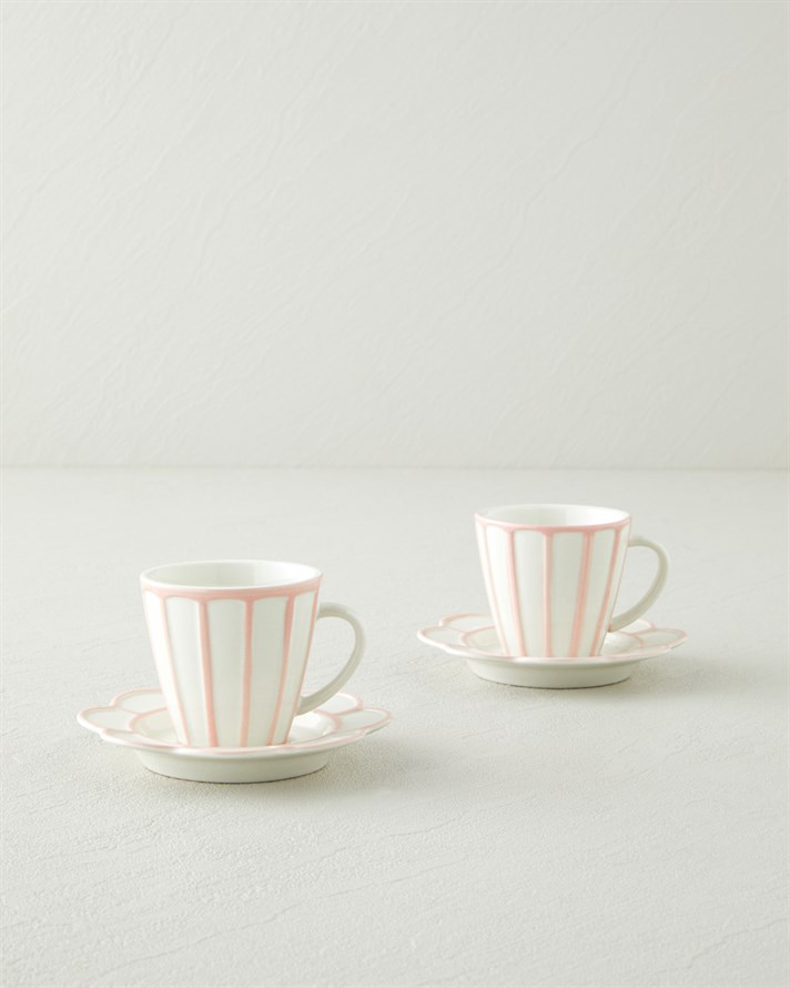 Soft Cloud Stoneware 4 Parça 2 Kişilik Kahve Fincan Takımı 70 ml Açık Pembe
